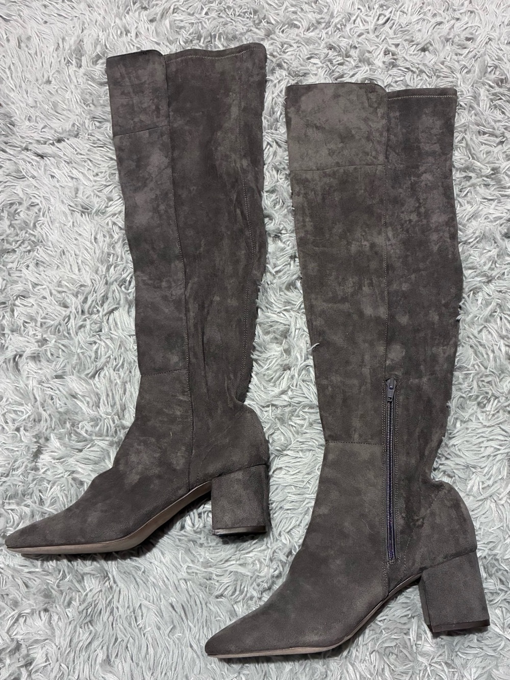 NEW Ann Taylor over the knee boots faux suede chunky heel 7.5